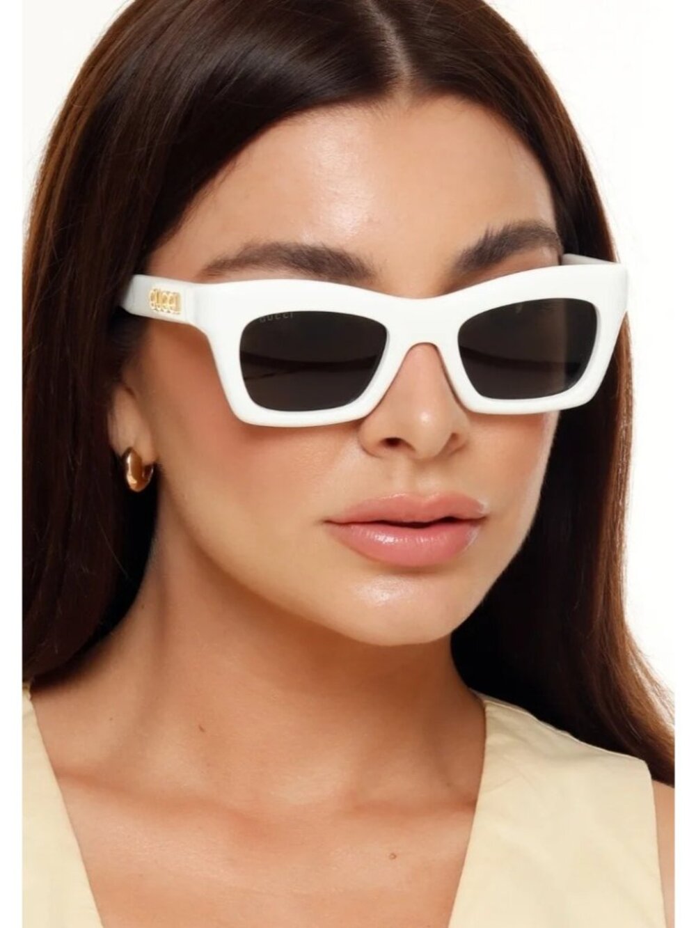 NEW GUCCI SUNGLASSES GG1773S 002 WHITE WOMEN CAT EYE GUCCI EYEWEAR - Picture 2 of 10